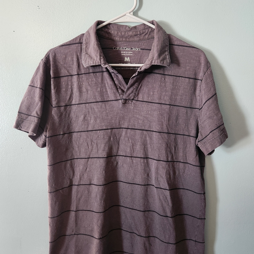 Calvin Klein Brown Striped Polo Shirt